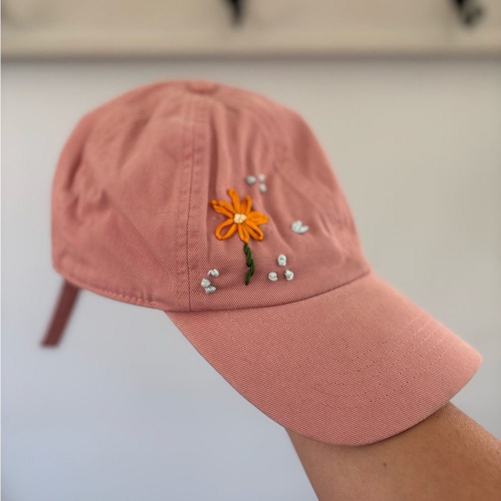 Hand Embroidered Flower Cap $10 adult size Gap brand